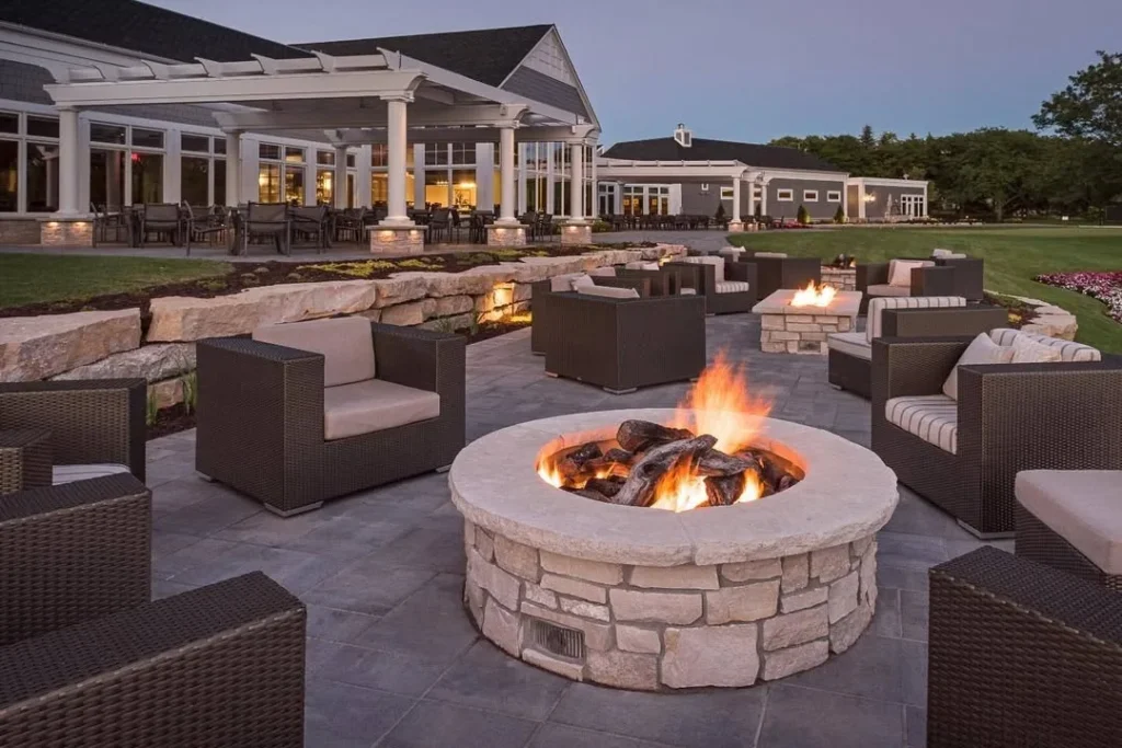 Luxury Resort Style Fire Pit with Estate Setting