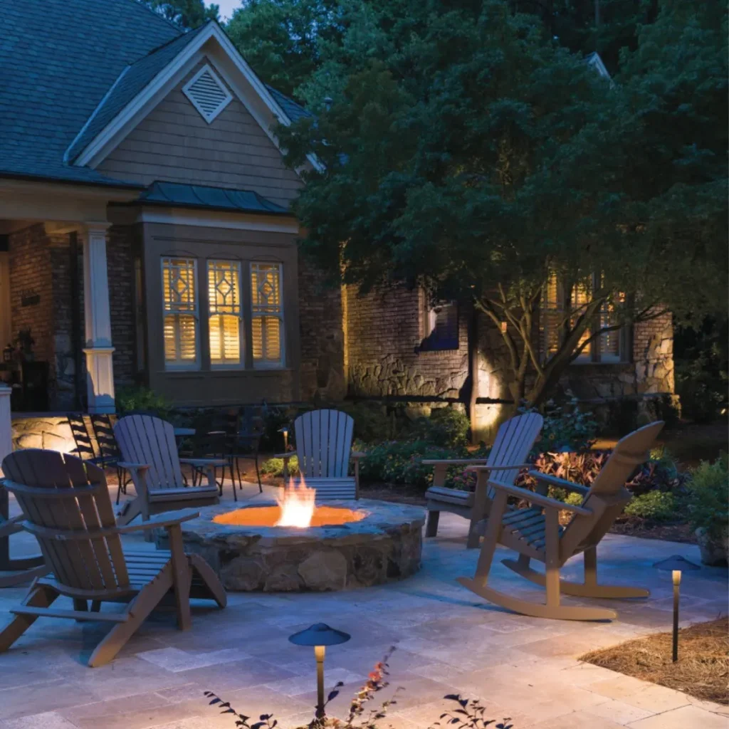 Natural Stone Fire Pit with Classic Seating
