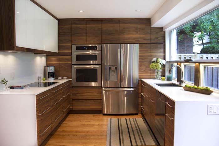 Walnut Warmth Modern U-Shaped Kitchen