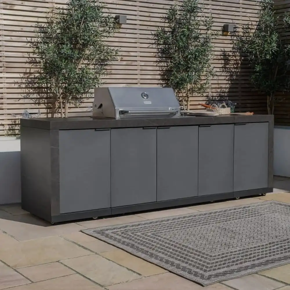 Minimalist Gray Outdoor Kitchen Island