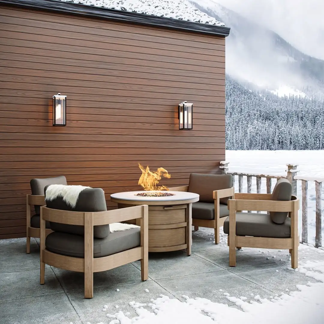 Modern Alpine Fire Pit with Scandinavian Winter Seating