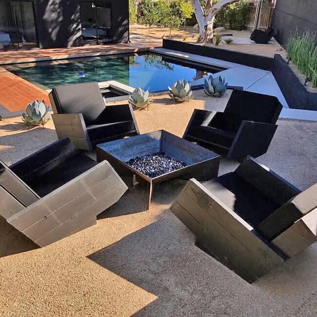 Ultra-Modern Poolside Fire Pit Lounge