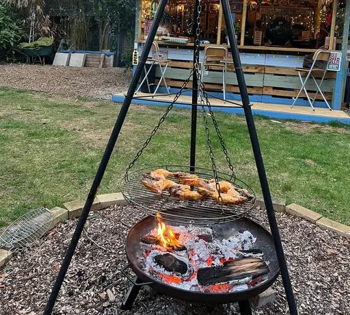 Tripod Cooking Fire with Suspended Grill Grate