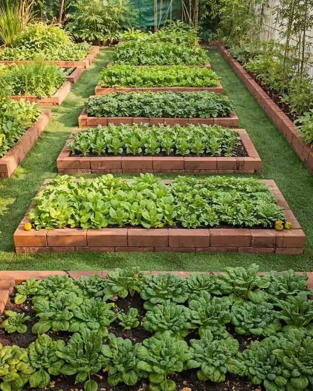 Brick Bordered Raised Beds