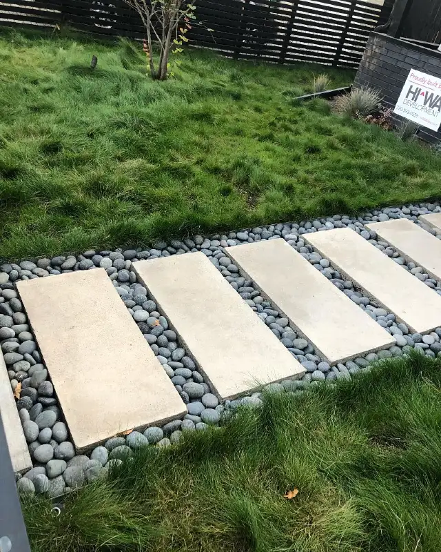 Rectangular Pavers with River Rocks