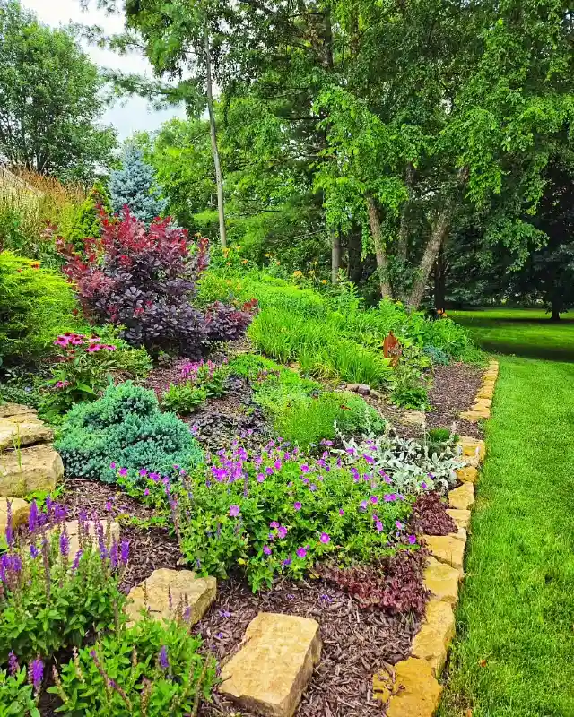 Natural Stone Edging with Mixed Perennials