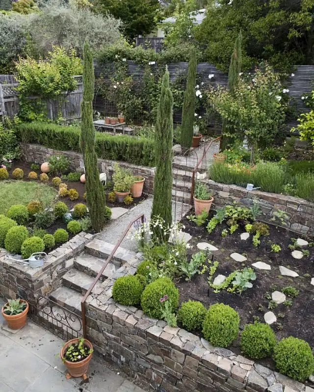 Mediterranean Stone Retaining Walls