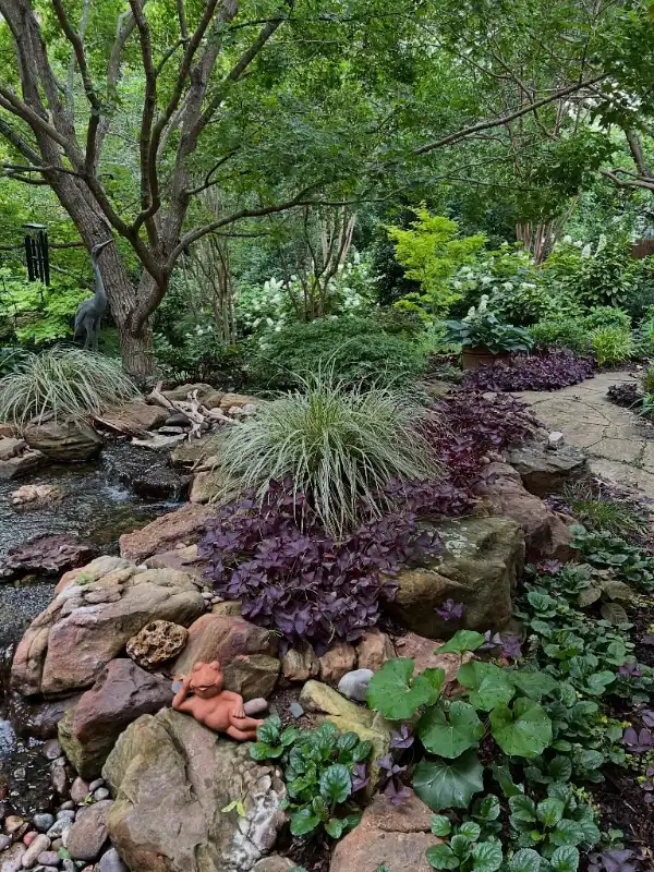 Natural Stream Rockwork with Dense Groundcovers