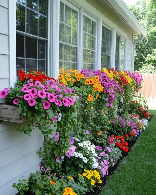 Overflowing Window Box and Foundation Bed