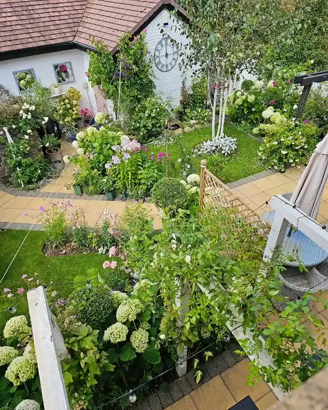 Paved Pathway and Hydrangea Courtyard Garden