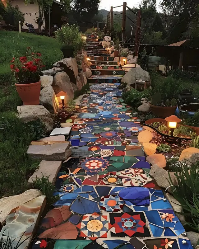 Mosaic Garden Pathway and Stairs