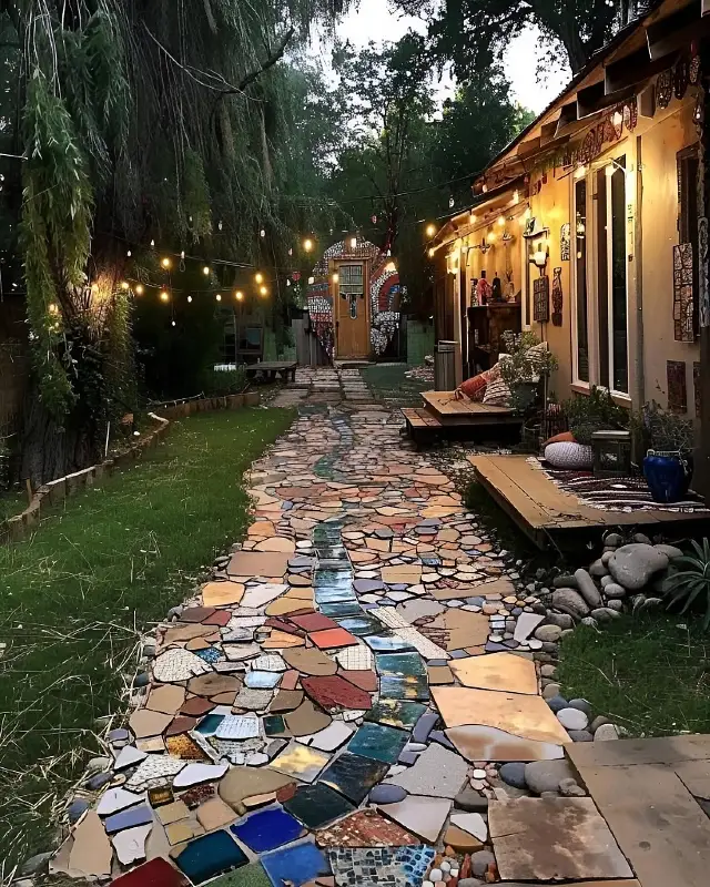 River Pattern Mosaic Walkway