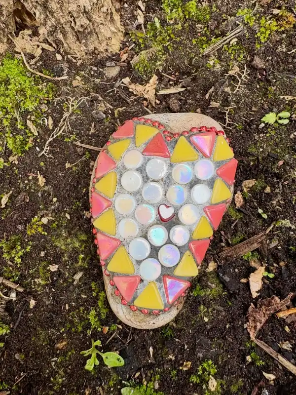 Heart Shaped Mosaic Garden Stone