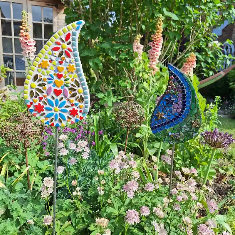 Paisley Shaped Mosaic Garden Stakes