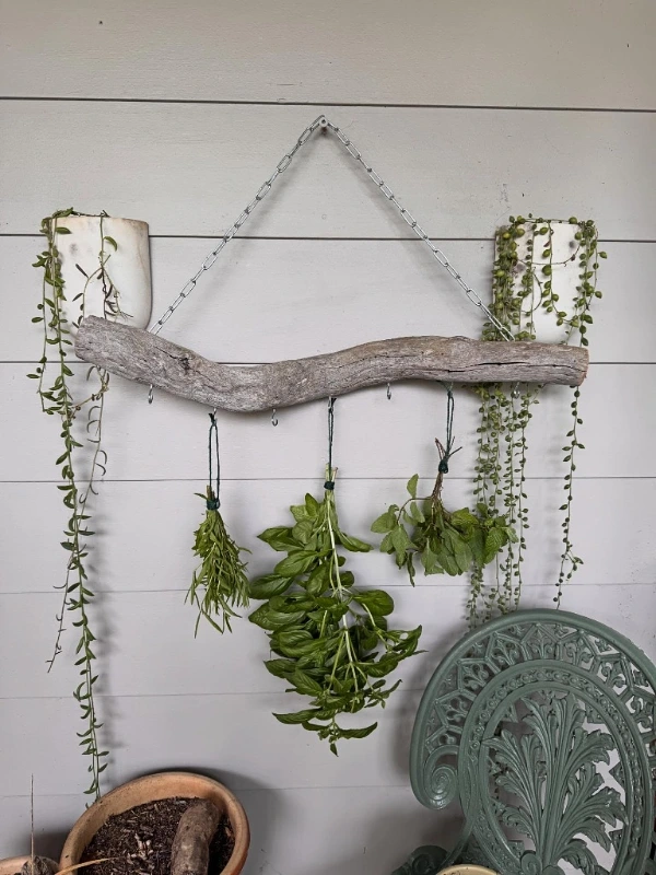 Driftwood Hanger with Underneath Metal Hooks