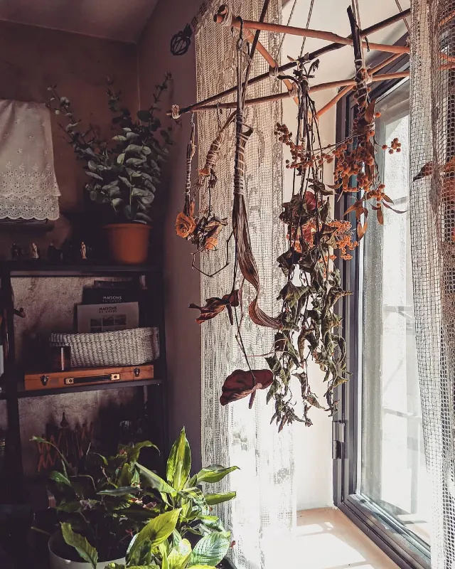 Geometric Wooden Branch Mobile