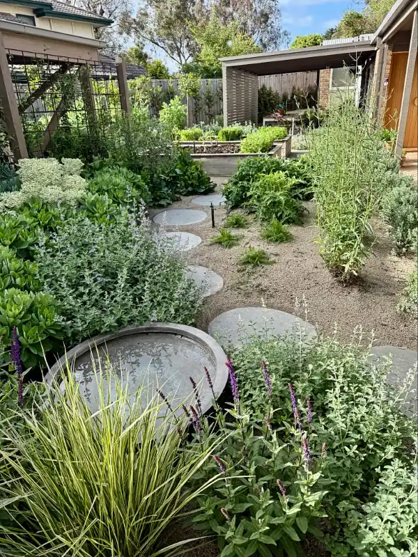Stepping Stone Pathway with Water Basin