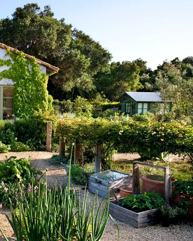 Rustic Edible Garden with Wooden Cold Frames