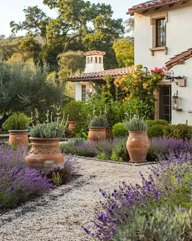 Antique Terracotta Ali Baba Jars with Lavender Borders