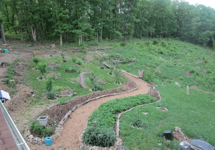 Curved Hillside Path Garden