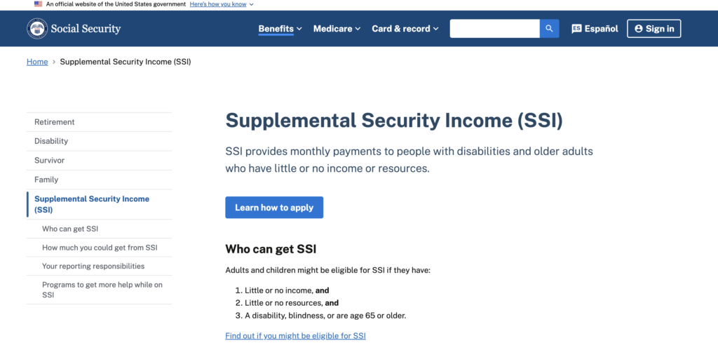 Supplemental Security Income